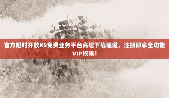 官方限时开放KS免费业务平台高速下载通道,注册即享全功能VIP权限!