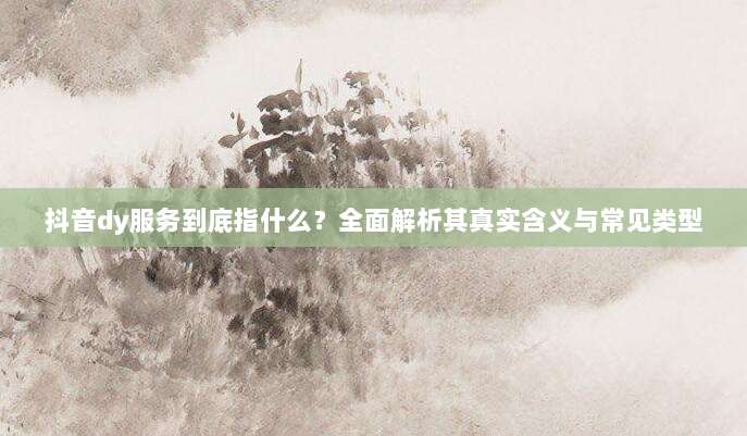抖音dy服务到底指什么?全面解析其真实含义与常见类型