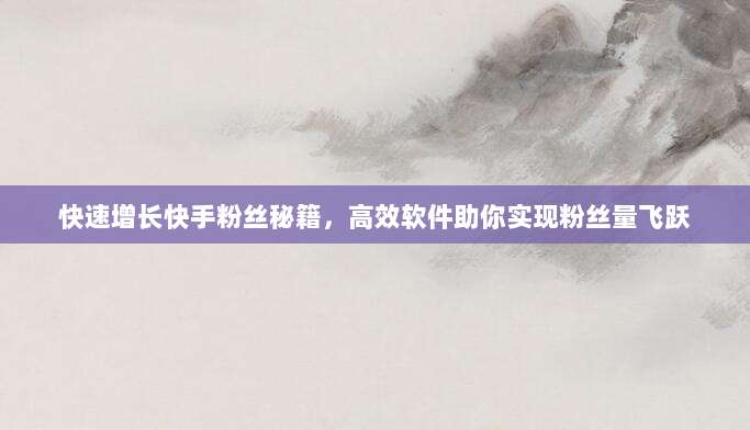 快速增长快手粉丝秘籍,高效软件助你实现粉丝量飞跃