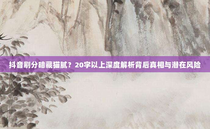 抖音刷分暗藏猫腻?20字以上深度解析背后真相与潜在风险