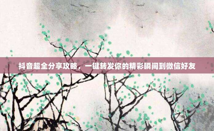 抖音超全分享攻略,一键转发你的精彩瞬间到微信好友