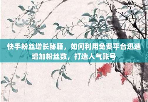 快手粉丝增长秘籍,如何利用免费平台迅速增加粉丝数,打造人气账号