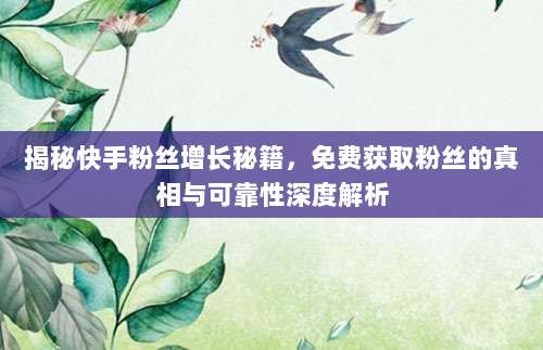 揭秘快手粉丝增长秘籍,免费获取粉丝的真相与可靠性深度解析