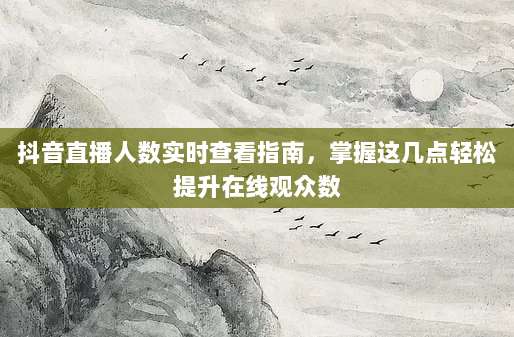 抖音直播人数实时查看指南,掌握这几点轻松提升在线观众数